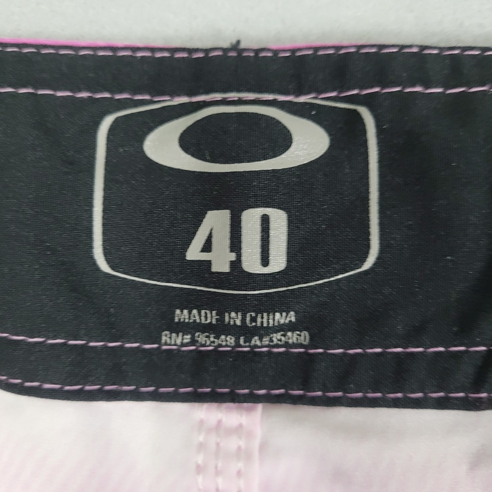 Oakley Board Shorts Swim Trunks Men's 40 Pink Blue Tie Dye 9" Inseam Drawstring - Picture 3 of 11